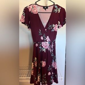 Maroon floral dress